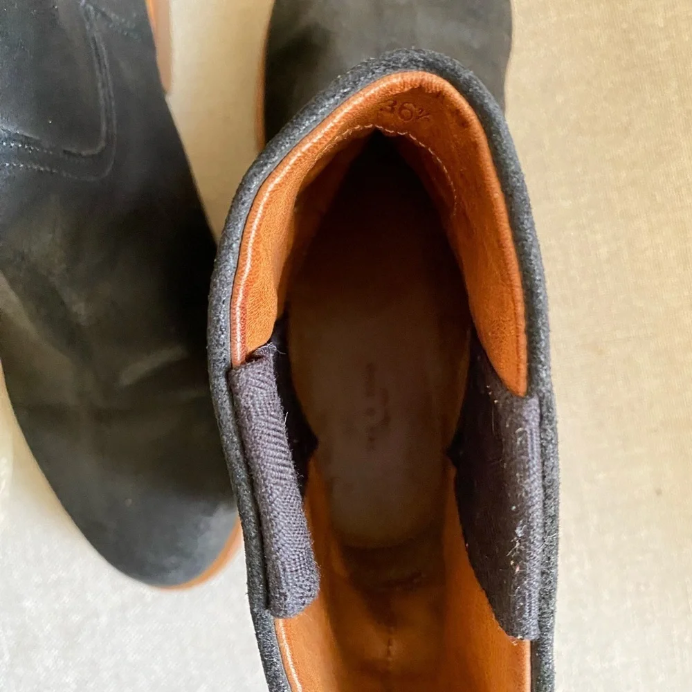 Rag & Bone Italian   black oiled Leather boots  boho chic ,Sole in Tan size 36.5